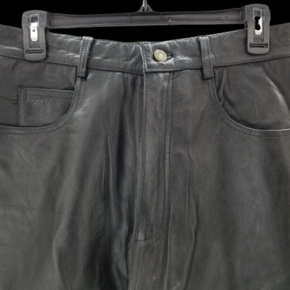 X Element Motorcycle Womans Leather Pants Black  Hight Rise Size 30 x  33 - Picture 3 of 10